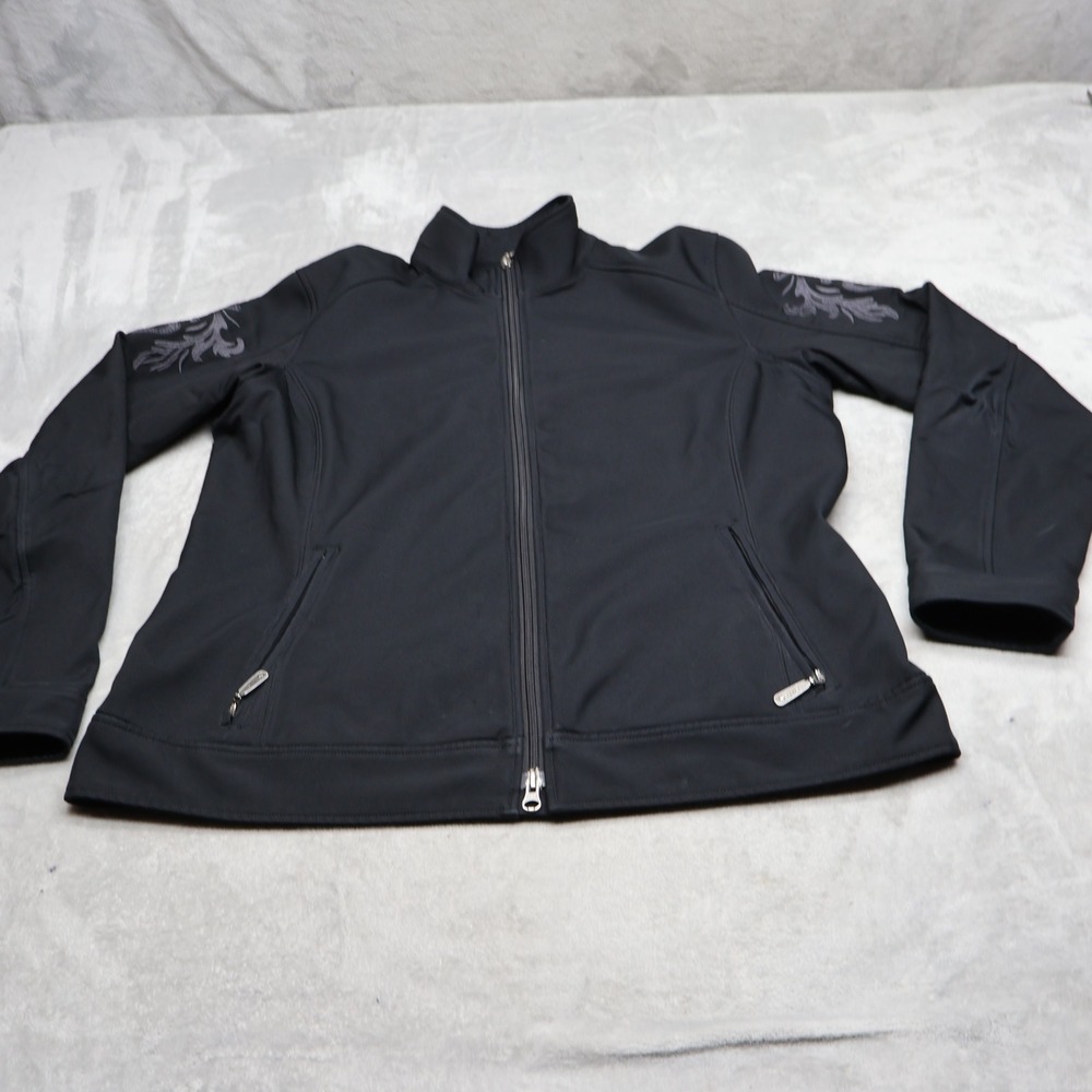 Ariat Jacket Womens XL Black Embroidered Fleece Lined Water Resistant Full Zip